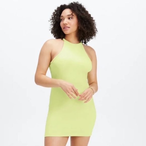 Fabletics Dresses & Skirts - Fabletics lime green live in high neck tank mini dress